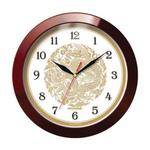 фото Часы настенные TROYKA 11131190, круг, бежевые с рисунком "Золотой дракон", коричневая рамка, 29х29х3,5 см