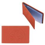 фото Визитница карманная FABULA "Talisman" на 40 визиток, натуральная кожа, геометрическое тиснение, рыжая