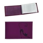 фото Визитница карманная BEFLER "Изящная кошка" на 40 визиток, натуральная кожа, тиснение, фиолетовая