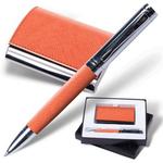 фото Набор GALANT "Prestige Collection": ручка, визитница, оранжевый, "фактурная кожа", подарочная кор.