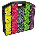 фото Сумка пластиковая BRAUBERG (БРАУБЕРГ), A4 37х30 см, на молнии, цветная печать, для девочек, универсальная, фрукты