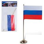 фото Флаг РФ, 12х18 см, подставка с флагштоком 30 см, под золото, пластик, упаковка с европодвесом