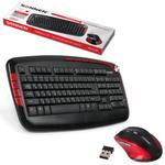 фото Набор беспроводной SONNEN KB-S130, клавиатура, мышь 5 кнопок+1 колесо-кнопка, черный/красный