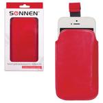 фото Чехол для телефона SONNEN, кожзаменитель, M, 130x70x10 мм, универсальный, красный