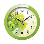 фото Часы настенные TROYKA 11121161, круг, белые с рисунком "Виноград", зеленая рамка, 29х29х3,5 см