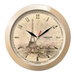 фото Часы настенные TROYKA 11135152, круг, бежевые с рисунком "Париж", бежевая рамка, 29х29х3,5 см