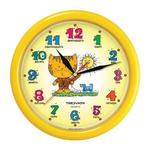 фото Часы настенные TROYKA 21250290, круг, желтые с рисунком "Котенок", желтая рамка, 24,5х24,5х3,1 см