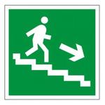 фото Знак эвакуационный "Направление к эвакуационному выходу по лестнице НАПРАВО вниз"