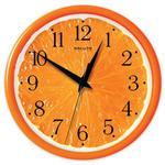 фото Часы настенные САЛЮТ ПЕ-Б2.1-237, круг, с рисунком "Апельсин", оранжевая рамка, 24,5х24,5х3,5 см