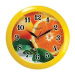 фото Часы настенные TROYKA 11150126, круг, с рисунком "Апельсин", желтая рамка, 29х29х3,5 см